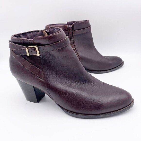 Vionic Upton Leather High Heel Zip Ankle Booties Women’s Size 9 Java Brown - Picture 1 of 14